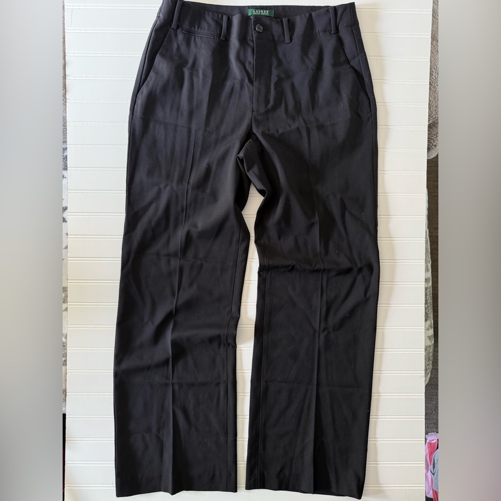 Lauren Ralph Lauren Sanderson Trouser Pants – Size 12 – Black Wool Blend